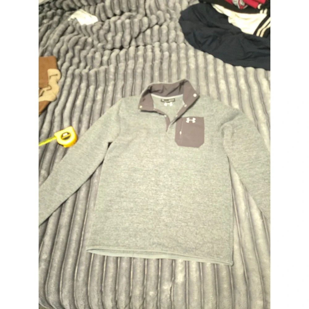 Under Armour Mens Specialist Henley 2.0 Sweater Grey Heather Medium 1316276